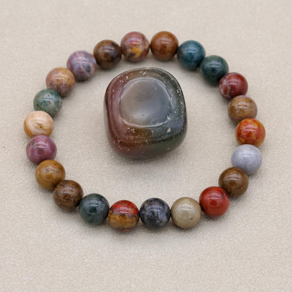 Yoga Health & Fitness Center - 8mm Natural Stone Ocean Jasper Beaded