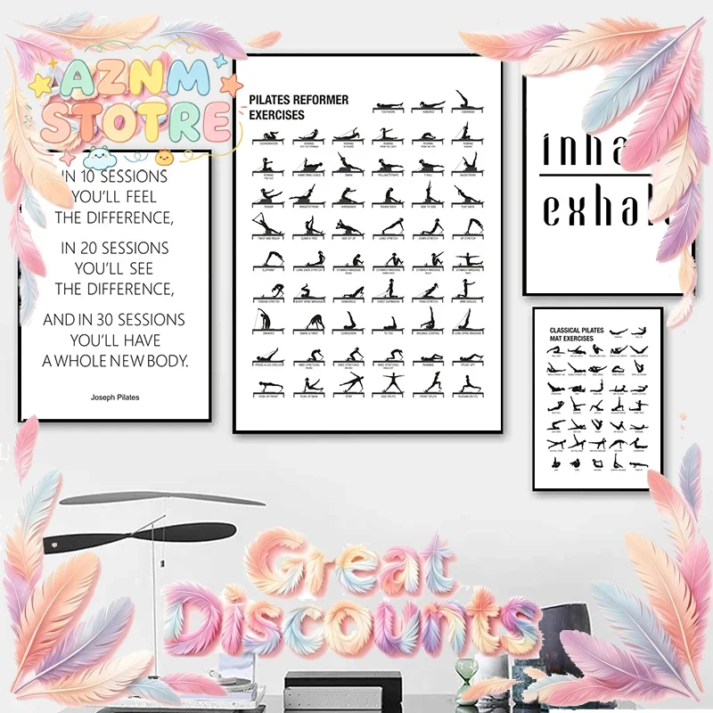 Yoga Fitness Room - Pilates Workout Chart Poster Canvas Prints