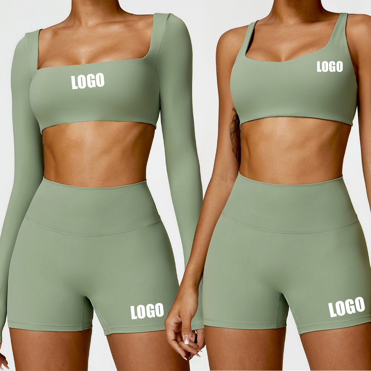 Yoga Và Fitness - Customized LOGO women's summer nude tight