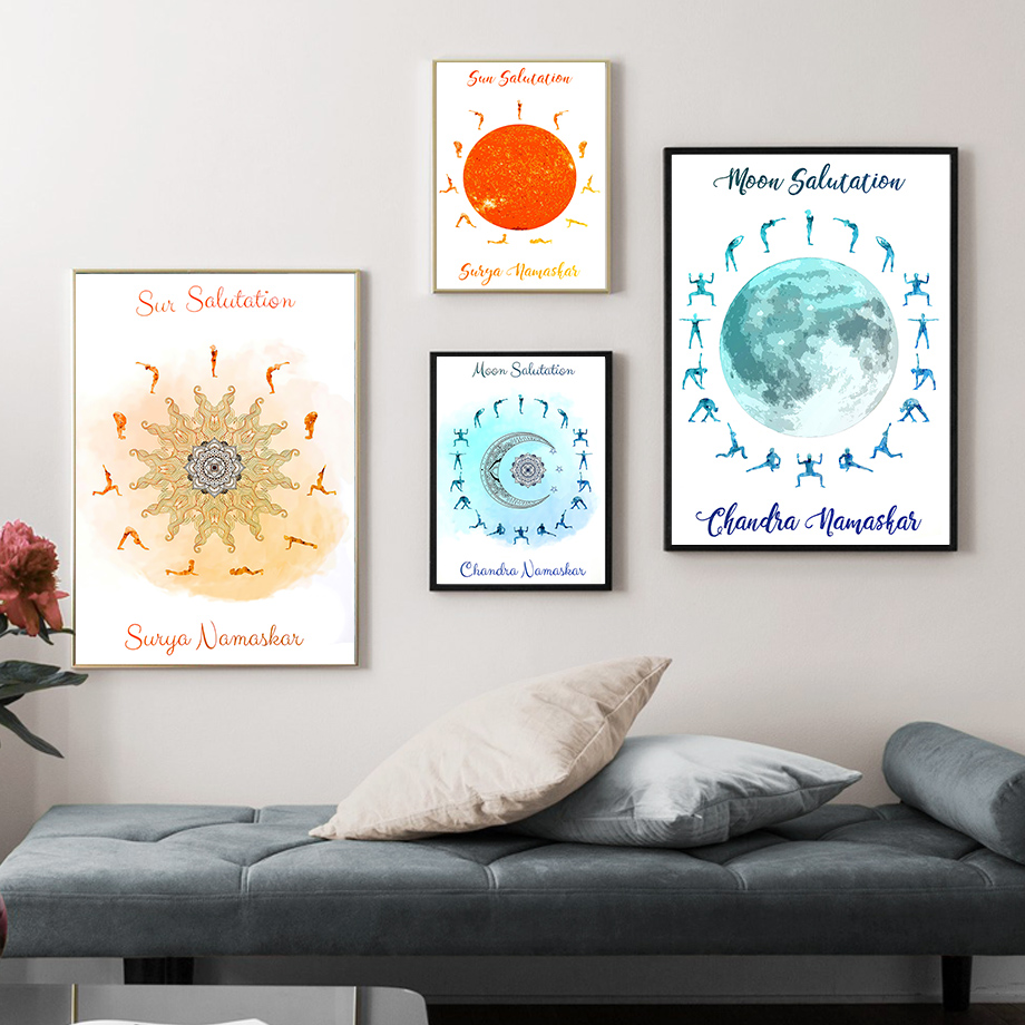 Yoga Pose Sun Moon Salutation  - Yoga Fitness Room review and price