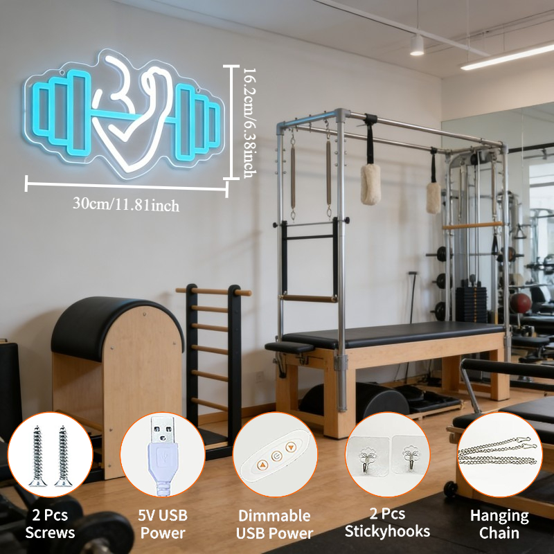 Bicep Dumbbell Neon Sign LED W - Yoga Fitness Room review and price