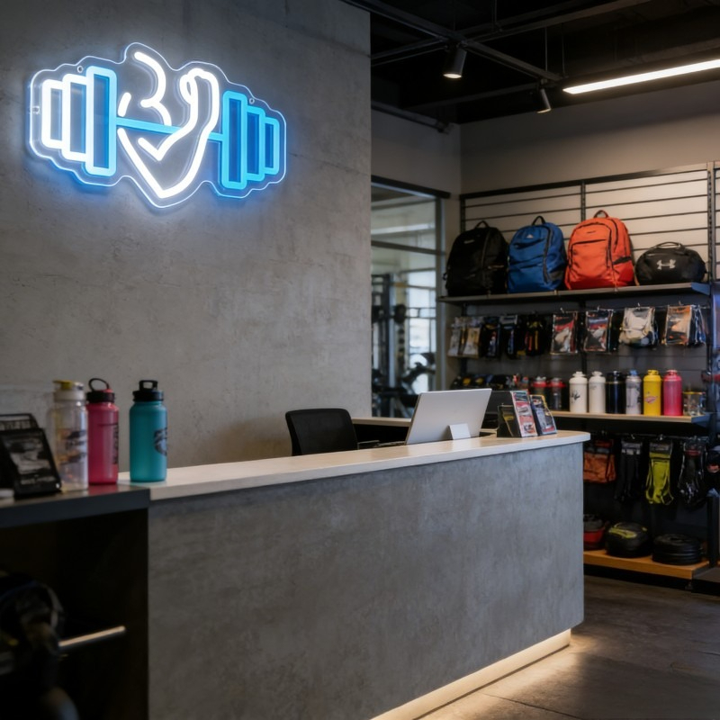 Bicep Dumbbell Neon Sign LED W - Yoga Fitness Room review and price